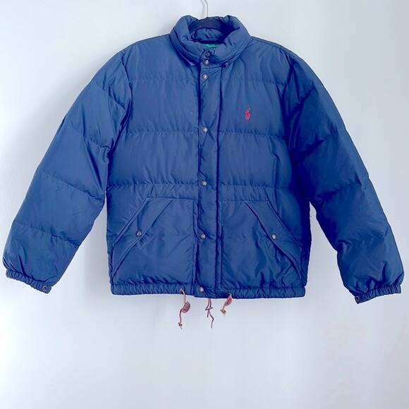 Polo Ralph Lauren duck down mock neck snap front puffer winter coat sz M - Picture 1 of 10